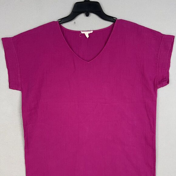 Eileen Fisher Dress Womens Small Magenta Fuchsia Pink Crinkle Gauze Coastal Luxe - Picture 2 of 14